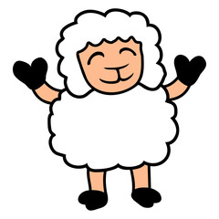 Sheep Baby Standing Cute Cute Lamb Child Happy Fun Design Lover Art Vector Illustration Card T-Shirt Poster Sticker Graphic Print Decorative Drawing Isolated Logo Decoration Symbol Creative Cool Style