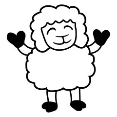 Sheep Baby Standing Cute Cute Lamb Child Happy Fun Design Lover Art Vector Illustration Card T-Shirt Poster Sticker Graphic Print Decorative Drawing Isolated Logo Decoration Symbol Creative Cool Style