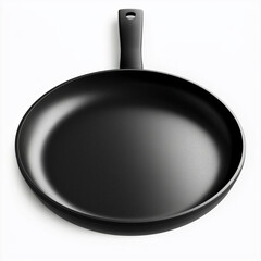 Fototapeta premium Empty black frying pan on white background with handle