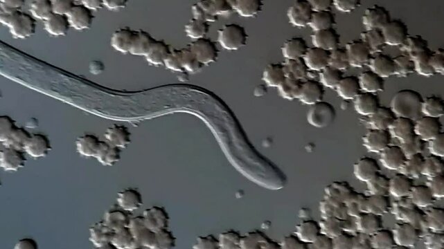 Microfilaria in dog under DIC microscope 