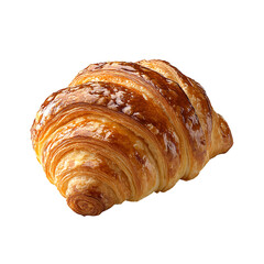 Golden brown buttery croissant, flaky layers, delicious pastry png isolated on transparent background