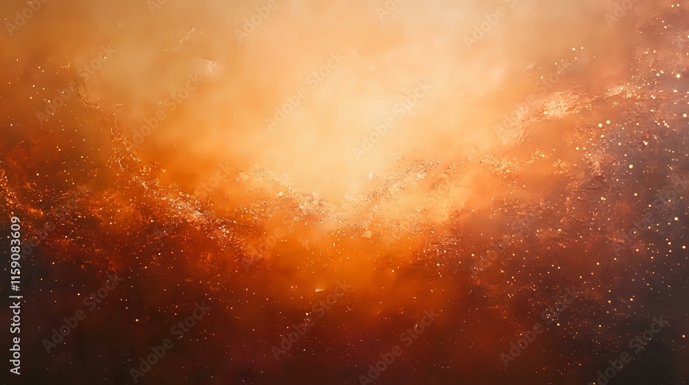 Poster abstract background in warm sienna tones with textured gradients and glowing sparkles creating a rus