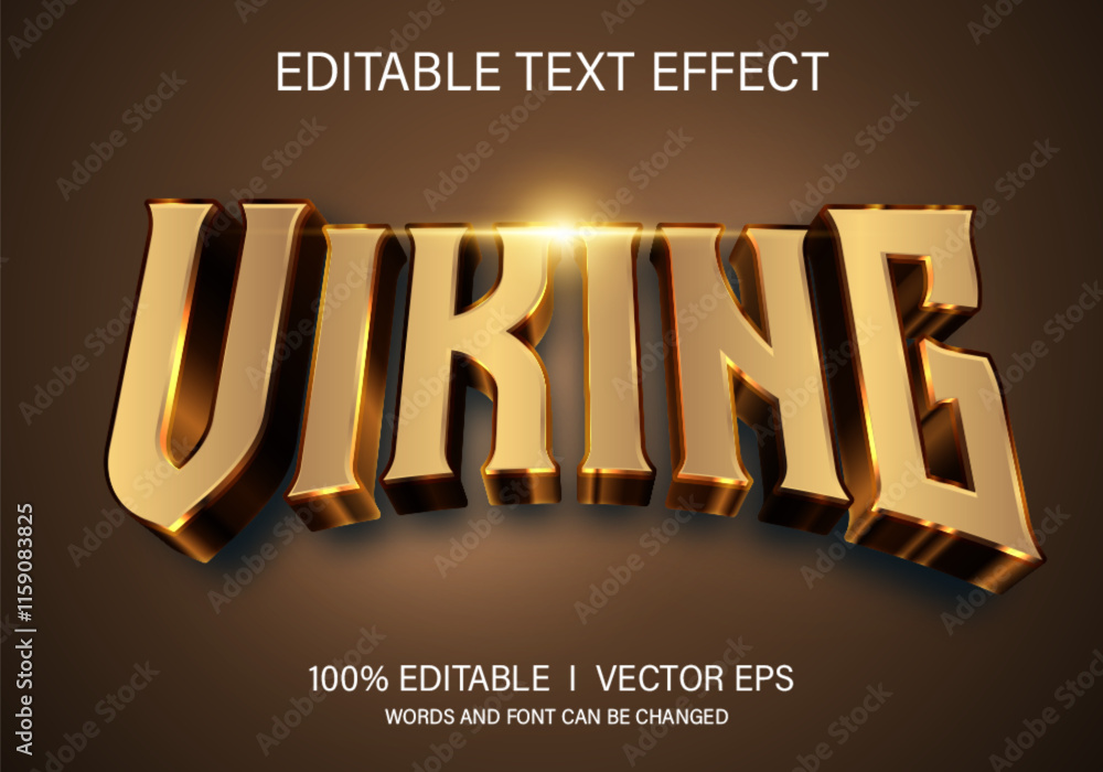 Poster viking 3d vector text effect with modern style design