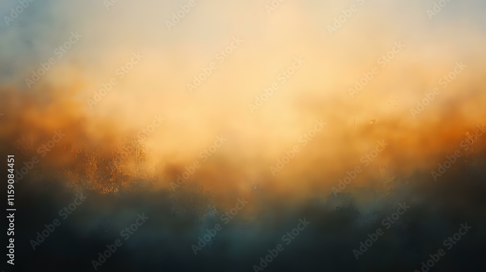 Poster abstract background with golden hues and a soft gradient blending into a twilight sky with subtle bo