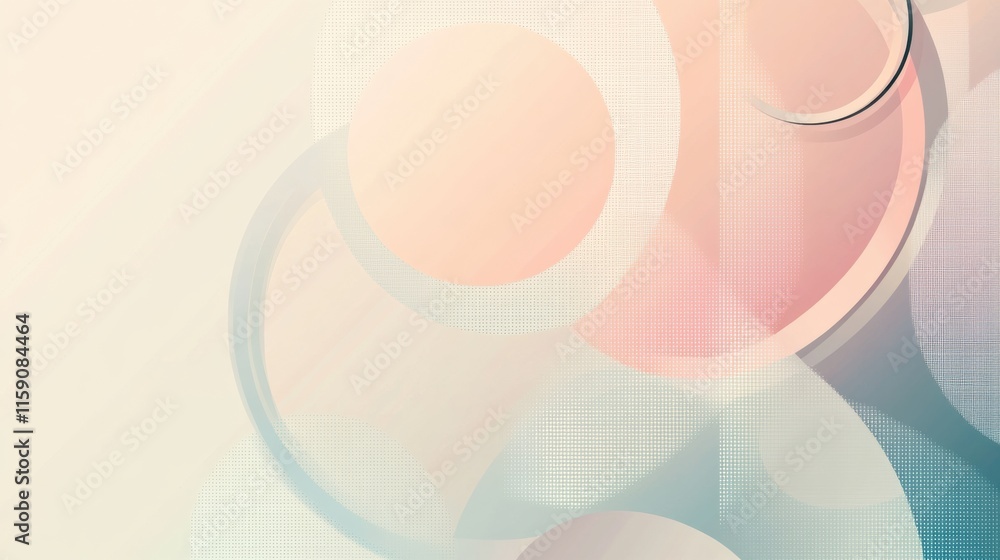 Leinwandbilder abstract geometric minimalist design with circles and lines in pastel tones featuring copy space for