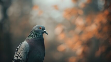 Majestic Pigeon in Nature with Soft Focus and Delicate Background