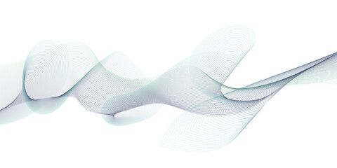 Vector illustration of wavy lines. Abstract wave element for design.  Wave with lines created using blend tool. Curved wavy line, smooth stripe.