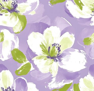 Lavender and lime green floral seamless pattern, easter pattern