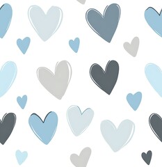 Light blue and gray heart pattern, seamless easter design