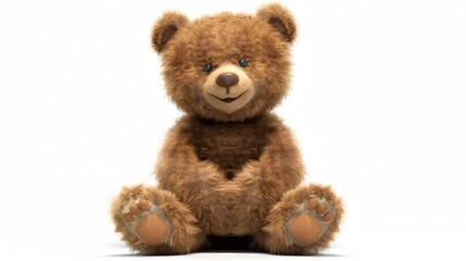 Fototapeta premium Cute and Cuddly Brown Teddy Bear Sitting on Soft Background
