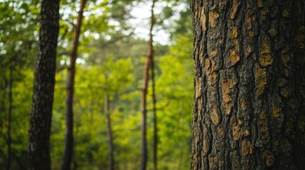 Fototapeta premium Vibrant Forest with Soft Light and High Contrast Colors