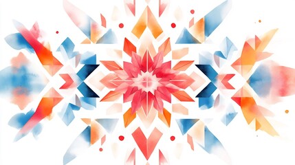 Obraz premium Vibrant Watercolor Geometric Illustration: Abstract Floral Design. AI Generated