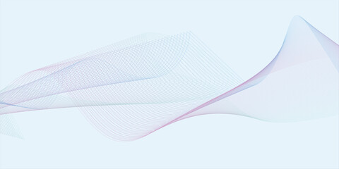 Vector wave lines smooth flowing dynamic blue purple pink gradient isolated on white background. 