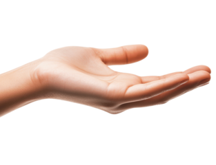 A single hand raised with a waving gesture, isolated on a white background for a friendly, casual look 