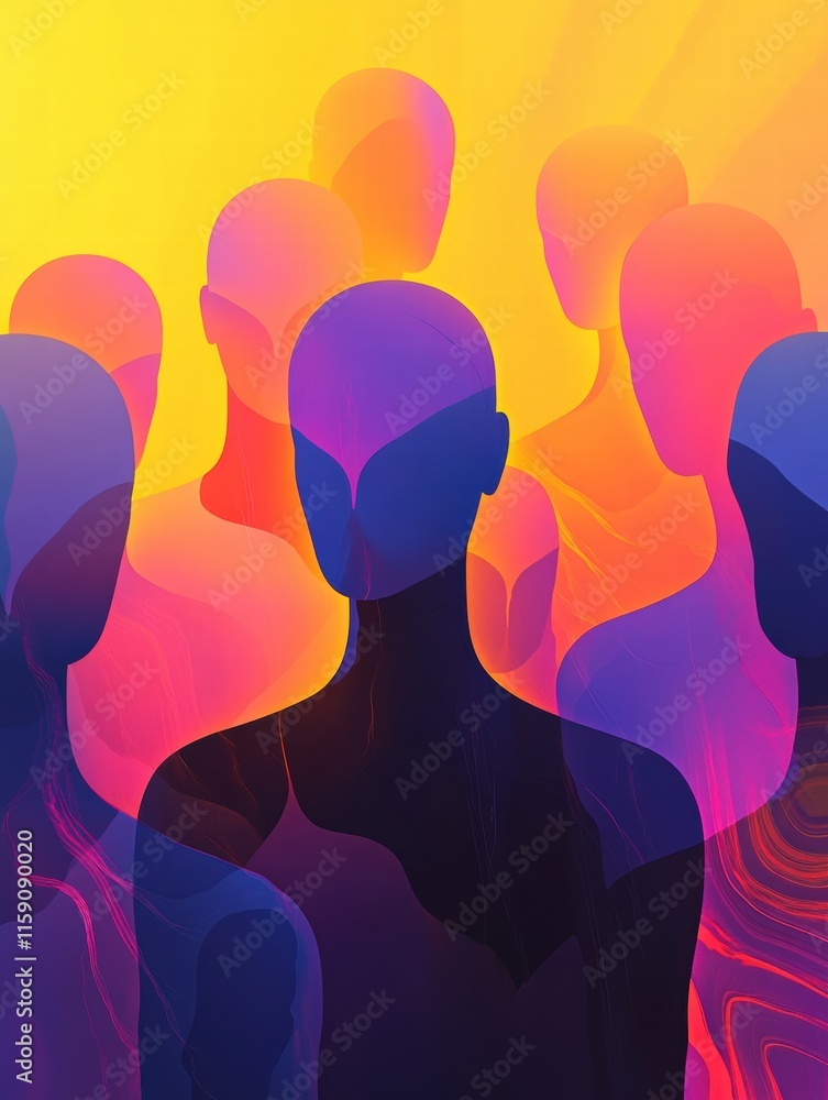 Leinwandbilder colorful abstract faceless avatars creating a vibrant atmosphere with ample copy space for text inse