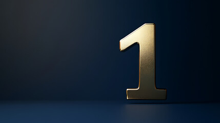 numeral 1 with a glossy metallic gold texture, floating against a gradient background of deep navy blue and black