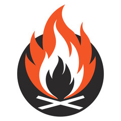 Campfire icon or bonfire vector silhouette, fire vector on transparent background