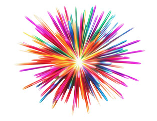 A colorful New Year&rsquo;s firework display icon, captured as a single bright burst, isolated on a white background
