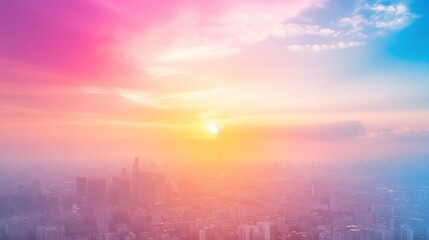 Vibrant Urban Sunset with Modern Technology Influence
