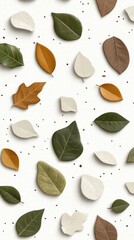 Scattered Leaves Pattern on White Background