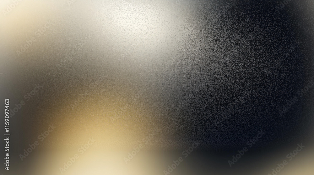Poster Soft Focus Gradient Abstract: Blurry Metal, Paper, or Glass Texture Background. A serene and minimalist abstract background featuring a soft, gradient blend of dark gray and beige tones. Perfect for c