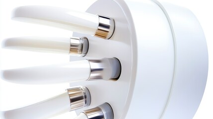 A sleek, modern beauty device featuring multiple white applicators, designed for skin treatments and rejuvenation.