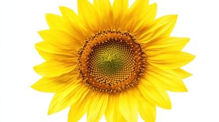 Fototapeta premium A close-up of vibrant yellow sunflower petals with their bold hues and circular formation, isolated white background, minimalist art style