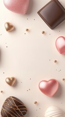 Fototapeta premium An elegant arrangement of chocolate confections including heart shaped chocolates pralines and truffles