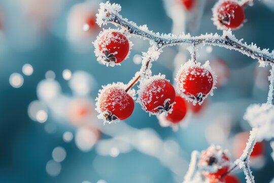 Red berries on snow
