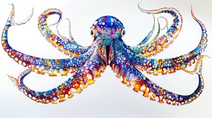 Fototapeta premium Vibrant colorful octopus illustration.