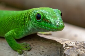 Madagascar day gecko- Phelsuma madagascariensis Madagascar Wildlife animal