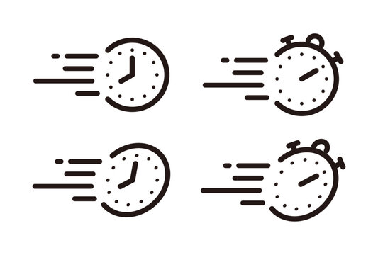 スピード感あるシンプルな時計のアイコンセット