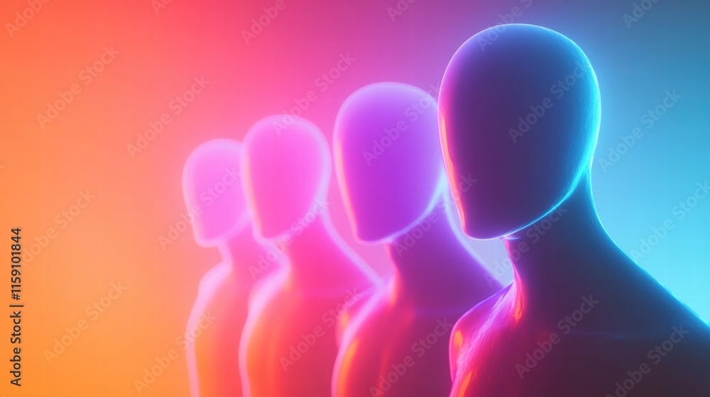 Leinwandbilder colorful abstract faceless avatars in a gradient background with space for text for creative ideas a