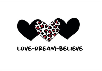 heart leoprd seamless pattern vector design and slogan design