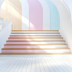 Naklejka premium Pastel Staircase 3D Illustration