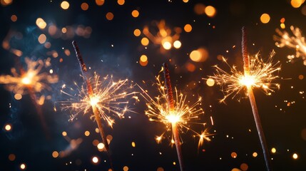 Obraz premium Sparkling Sparklers Lighting Up the Night Sky