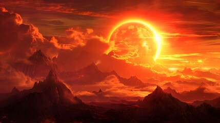 Majestic Sunset Over Mountain Range with Vibrant Sky Colors