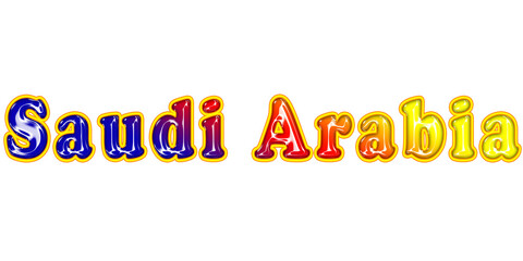 Saudi Arabia Shiny Reflection Font Style PNG image