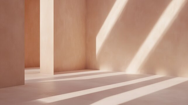 Soft light streams through architectural spaces, creating warm s