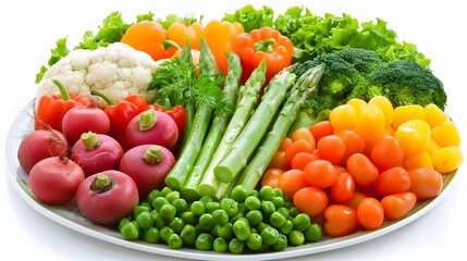 Colorful Assortment of Fresh Vegetables on a White Plate Display