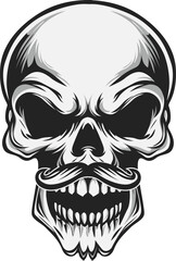 Fototapeta premium Retro skull with masculine moustache
