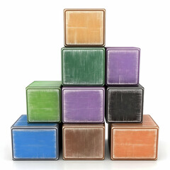 Fototapeta premium Colorful Wooden Blocks 3D Illustration
