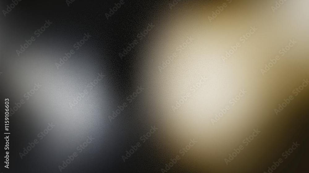 Poster Soft Focus Gradient Abstract: Blurry Metal, Paper, or Glass Texture Background. A serene and minimalist abstract background featuring a soft, gradient blend of dark gray and beige tones. Perfect for c