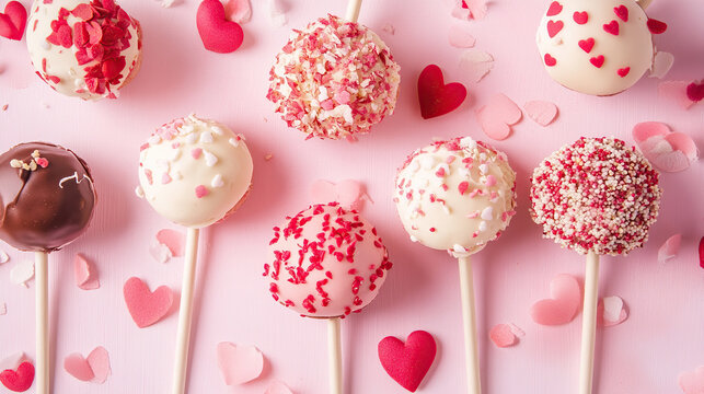 Valentine&rsquo;s Cake Pops with Heart Decorations