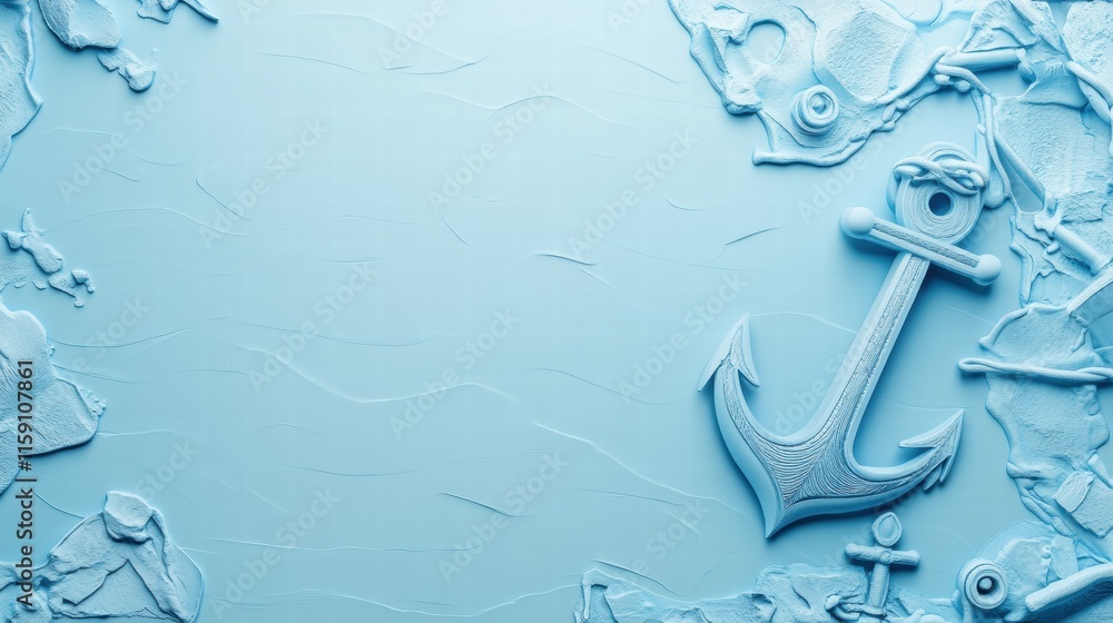 Leinwandbilder Nautical decor featuring anchor and map with ample space for text and creative design elements. Generative AI
