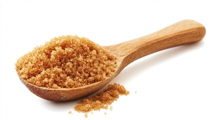 Brown Sugar in Wooden Spoon, Close-up Photography