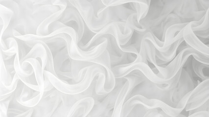 Fototapeta premium Delicate White Tulle Fabric: A close-up shot of soft, white tulle fabric, capturing its ethereal texture and delicate, flowing waves.