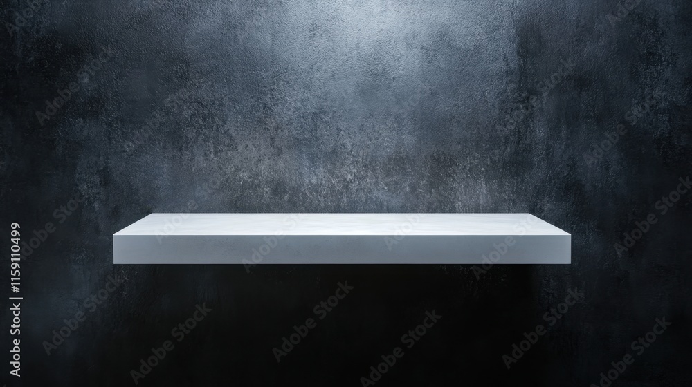 Poster minimalist display shelf with dark background for product showcasing