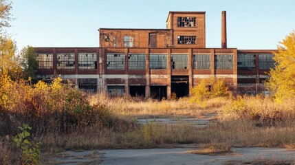 Fototapeta premium Abandoned Industrial Building in Soft Morning Light