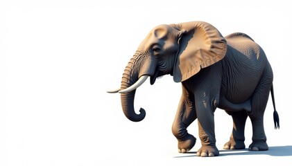 Obraz premium African elephant, profile view, white backdrop, ear, studio